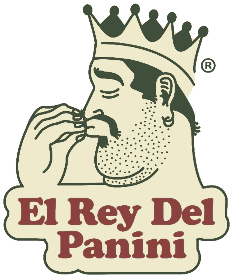 Logo de El Rey Del Panini: un rey con corona haciendo el gesto del beso del chef