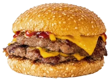 Gordis Cuarto: hamburguesa doble con cheddar y ketchup en pan con sésamo