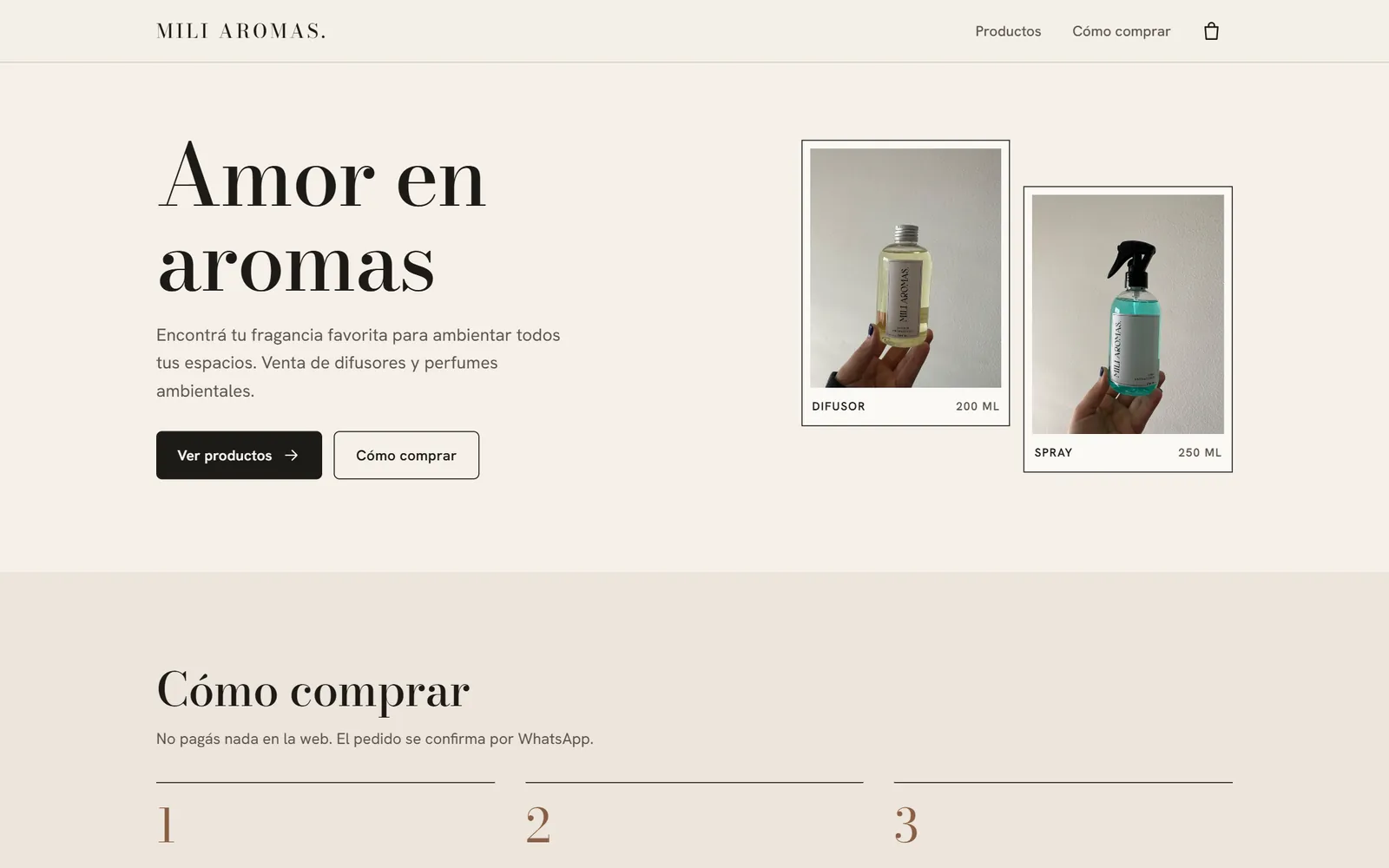 Mili Aromas en escritorio: portada Amor en aromas con el difusor y el spray