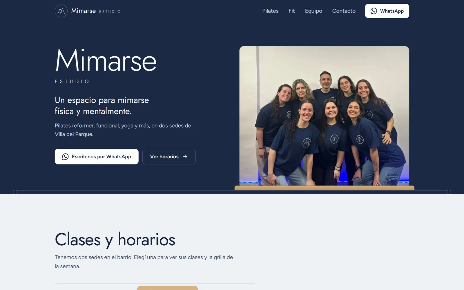 Mimarse Estudio en escritorio: portada con la foto del equipo del estudio